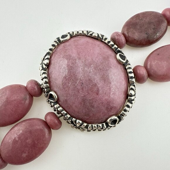 Carolyn Pollack Bracelet Pink Rhodonite Cabochon Oval Bead Sterling Silver 925 - Picture 3 of 11